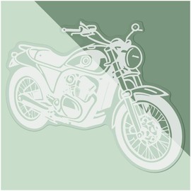 Medium 210mm 'Biker Motorcycle' Clear Static Window Cling Sticker/Decal (White) (WC00097819)