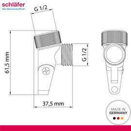 Schläfer 8122013 | Swivel Connector 1/2-Inch with Hose to Hand Held Shower Head, Chrome Plated Brass, Shower Pin Mount Swivel Connector for Hand Shower, Handheld Swivel Connector Polished Chrome