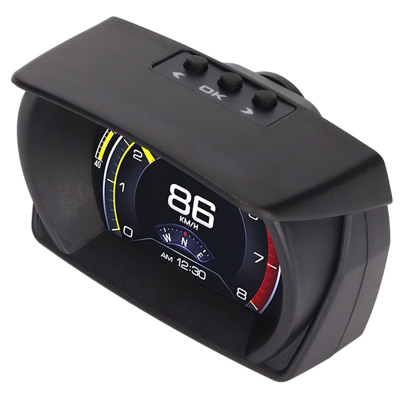 Black Vehicle HUD Display Multifunction OBD HUD Gauge 9 Alarm