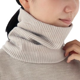 [Kinuya] Inner Silk Double Weave Soft Cotton Neck Warmer (5381) Size: Free (Length 8.3 - 9.8 inches (21 - 25 cm), Silver