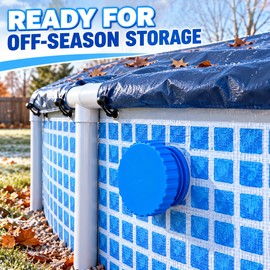 2 Pack Above Ground Pool Inlet Winter Plugs with Sealing Rings, 3.5 Inch Threaded Pool Winterizing Covers