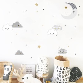 Fujitoya Wall Sticker Newest Cloud Moon Scandinavian Stylish Wallpaper Cute Art