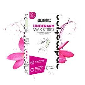 andmetics Women's Armpit Wax Strips, Perfect for Hair Removal of the Armpit, Preformed Cold Wax Strips for the Armpit, No More Skin Irritation Due to Shaving, 10 x Double Strips