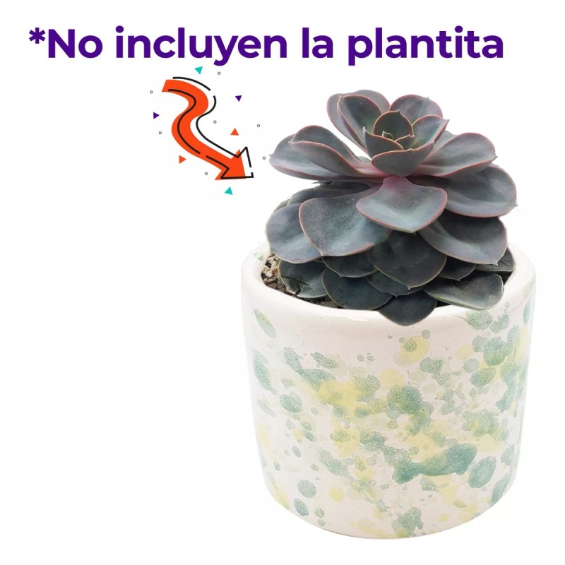 Muna Maceta De Cerámica Esmaltada Decorada Moteada Cilindro