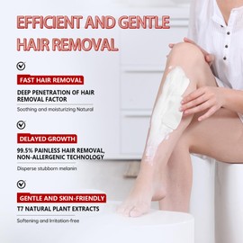 VGO Painless Hair Removal Cream for Women & Men, Hair removal cream for body, back & legs, All Skin Types, 4.06oz w/Spatula