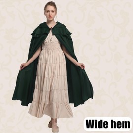 Regenboog Renaissance Hooded Cloak Women Men,Adult Medieval Cape,Vintage Viking Cloak With Viking Sword Necklace,51inch/130cm