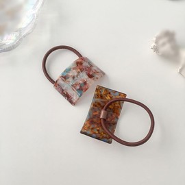 4 Pcs Tortoise Shell Ponytail Holder Plastic Cuff Hair Ties Elastics Ponytail Hair Cuffs Fashion Cuff Hair Bands Ponytail Hair Accessories for Women Girls