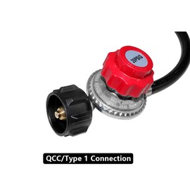 Hooshing - Manguera reguladora ajustable de propano de 5 pies, 0-20 PSI, manguera reguladora de parrilla de gas propano con montaje de tubería de latón NPT de 1/8 pulgadas para tanque QCC1 quemador de calentador de barbacoa