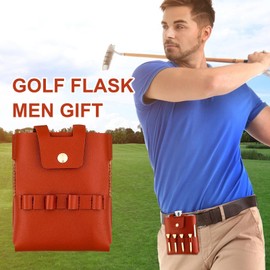 Golf Accessories for Men Flask,PU Leather Golf Flask Holster with Multiple Slots | Storage Bag, Golf Accessories, Classic Non-Slip Design for Men and Women Drinking Flasks