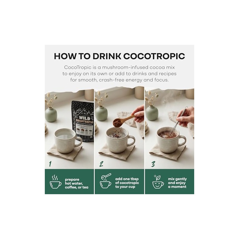 Wild Cocotropic - Elixir de champiñones con cacao, Reishi, extracto