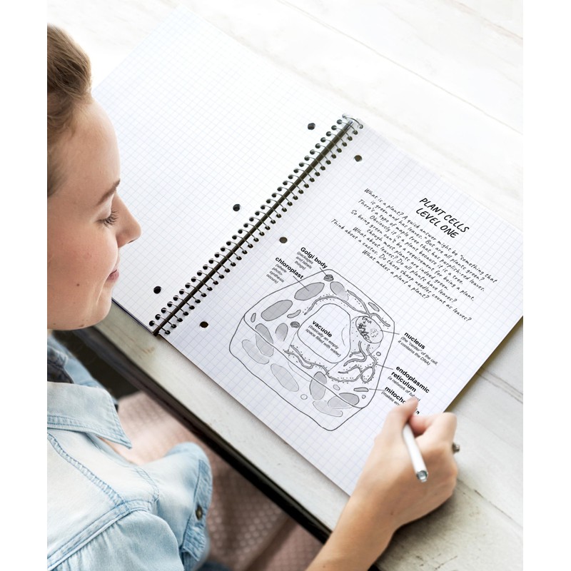 Dunwell Graph Paper Spiral Notebook (Blue) Plastic Cover, 100 Sheets,