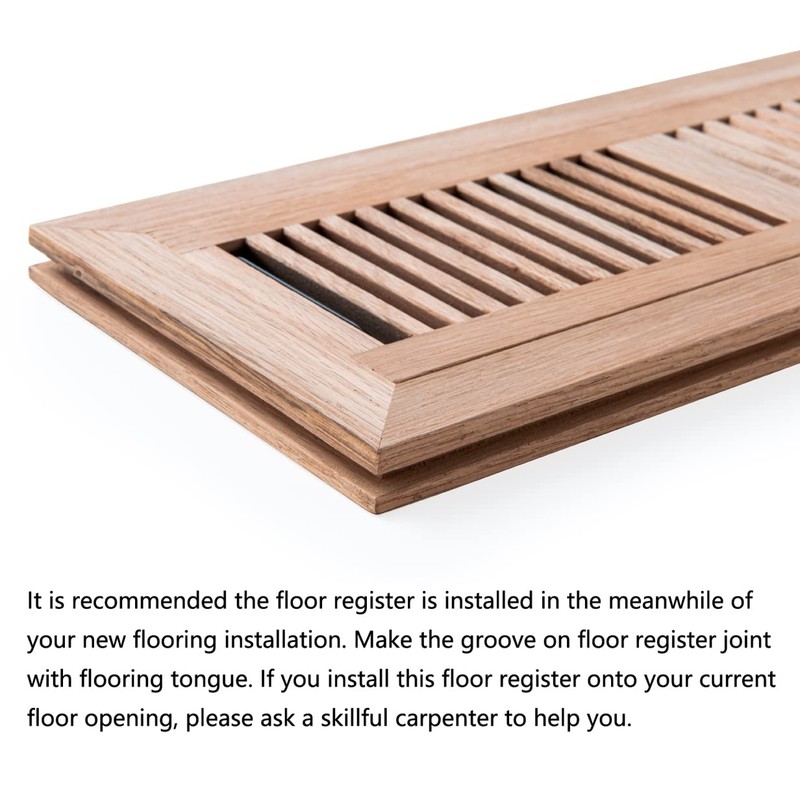 Homewell Red Oak Wood Floor Register, Flush Mount Vent with