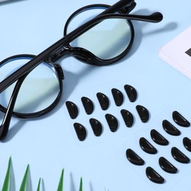 Eyeglass Nose Pads, 15 Pairs Black Soft Silicone Anti-Slip Adhesive Replacement Pads, D-Shaped Glasses Accessories Comfortable Heighten Air Cushion Design Pressure Relief for Glasses, Sunglasses