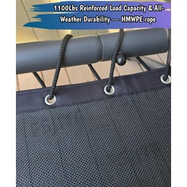 Outdoor Replacement for Patio hammocks, Outdoor Loungers, Hanging Chairs, Swing Chairs Breathable Support Fabric Mesh (Black, Support Mesh+Rope)