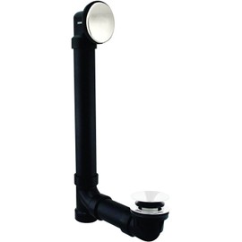 Westbrass 493144H-4-50 12" & 4" Bath Waste & Overflow Assembly with Tip-Toe Drain Plug and Illusionary Faceplate-SCH. 40 ABS Pipe, 4-Pack, Powder Coat White, 4 Count