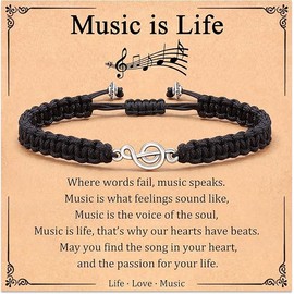 Daxtril Music Gifts for Men Women Teens, Music Note Bracelet Musical Accessories for Him Her, Music Stuff Bracelet Music Lover Jewelry Gifts, Birthday Gifts for Women Men Teens