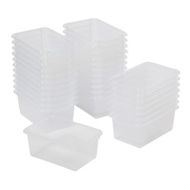 ECR4Kids Scoop Front Storage Bin, Multipurpose Organization, Clear, 30-Piece