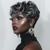 Pixie Cut Wig Short Curly for Black Women - Mixed
