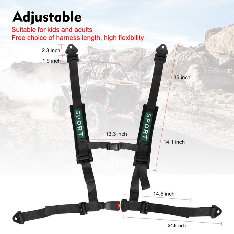 DING.PAI 4 Point Bucket Racing Harness With Padding Heavy Duty
