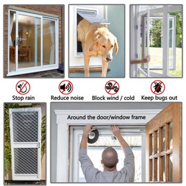 Weather Stripping Door Seal Brush for Sliding Windows/Doors Frame Side,Pile Self Adhesive Weatherstrip Seal Strip Sealer Draft Stoppers (16.5ft x11/32 x 11/32 Brush inch, Grey)