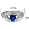 Nationalonlinediscounts Dark Blue Sapphire Heart CZ Stainless Steel Claddagh Irish