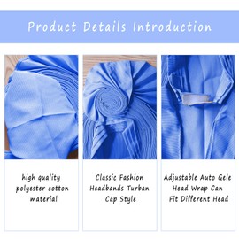 QliHut Nigerian Gele Headties with Beads and Stones African Headtie Women Head Wrap Already Made Auto (Sky blue)