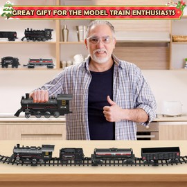 Metal Alloy Train Set for Kids - Electric Trains w/Steam Locomotive, Cargo Cars & Tracks, Sets w/Smoke,Whistle & Lights, Toys Decoration for 3 4 5 6 7 8+ Boys Girls