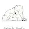 Extra Large 460mm 'Polar Bear Mother & Cubs' Transparent/Clear Sticker