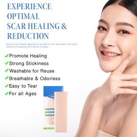 Silicone Scar Sheets 5Pcs Silicone Scar Tape 30‘’ Painless Scars Removal Strips Reusable Gel Tapes Treatment Sheets for C-Section Old & New Scars