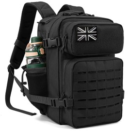 QT&QY 25L Military Tactical Backpacks For men Survival Army Laser cut Molle Daypack small EDC Bug Out Bag Gym Rucksack With Dual Cup Holders medical Rucksack Black
