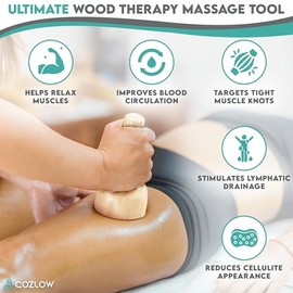 COZLOW COZLOW Wood Therapy Massage Cup w/Roller, Maderoterapia Massager for Body Sculpting - Wooden Cupping Massage Tool for Lymphatic Drainage - Maderotherapy Helps Reduce Cellulite Appearance