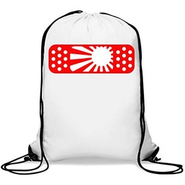JDM Band Aid Japan Rising Sun Red Art Gym Sack Casual Drawstring Bag, White