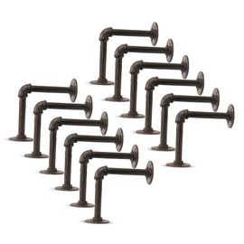 BARNWOODUSA Industrial Flat Cast Iron Shelf Bracket Wall Mounted Bracket for Rustic Style Floating Shelf Hanging Wall Hardware Antique Brown 6 1/2" L Set of 12