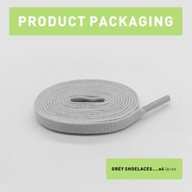 UamGlsob 2 Pairs 6MM Flat Running Shoe Laces for Sneakers, 1/4" Athletic Shoelaces Replacement Strings (Grey, 54"/140cm)