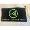 Vertical Groove Golf Towel With Carabiner 15x9 Green And Black