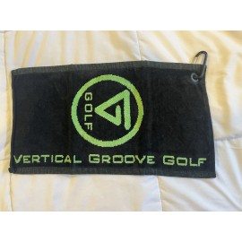 Vertical Groove Golf Towel With Carabiner 15x9 Green And Black