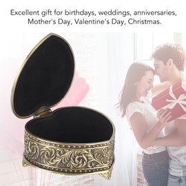 Vintage Heart Metal Jewelry Box in Stylish Alloy Design Lightweight Trinket Organizer for Brooch Rings and Earrings (Bronze)