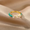 ZARD Turquoise Enamel Rings with Teardrop Shaped Cubic Zirconia Accents