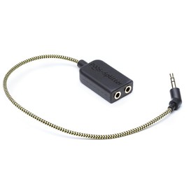 POGS-Splitter cable | 3.5 mm audio music sharing Cable | Connects audio cables of any 2 headphones (not included) to one audio source | 25 cm Anti-tangle fabric cable (black)