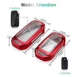 GAFAT Ki-a EV6/Sportage NQ5 QL/Ceed XCeed/NIRO/Sorento/Soul/Stinger/Rio 2018-2024 2025 Key Case Cover, Car Remote Controls TPU Silica Gel [5 Buttons] (Red)