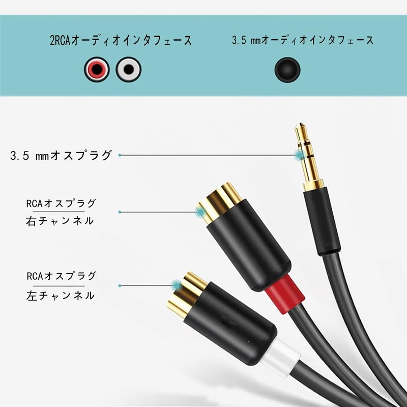 TRkin RCA 3.5mm Converter Cable 30cm 3.5mm Male to 2