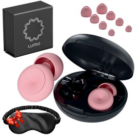 Lumo Ear Plugs for Sleeping - 28dB Reusable Silicone Ear Plugs for Noise Reduction with Silk Sleep Mask|Work & Concert Hearing Protection|Customizable & Comfortable Noise Cancelling Earplugs (Pink)