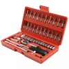 Unbranded 46 Pcs Socket Wrench Set 1/4" Drive Ratchet Metric
