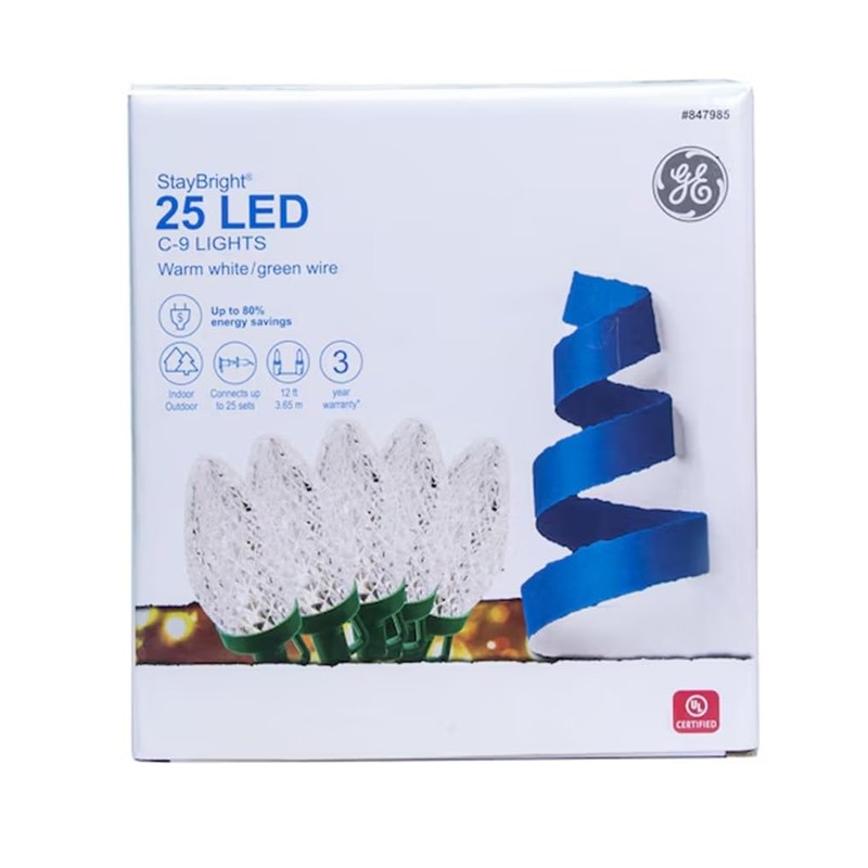 GE StayBright 25 LED C-9 Warm White Lights
