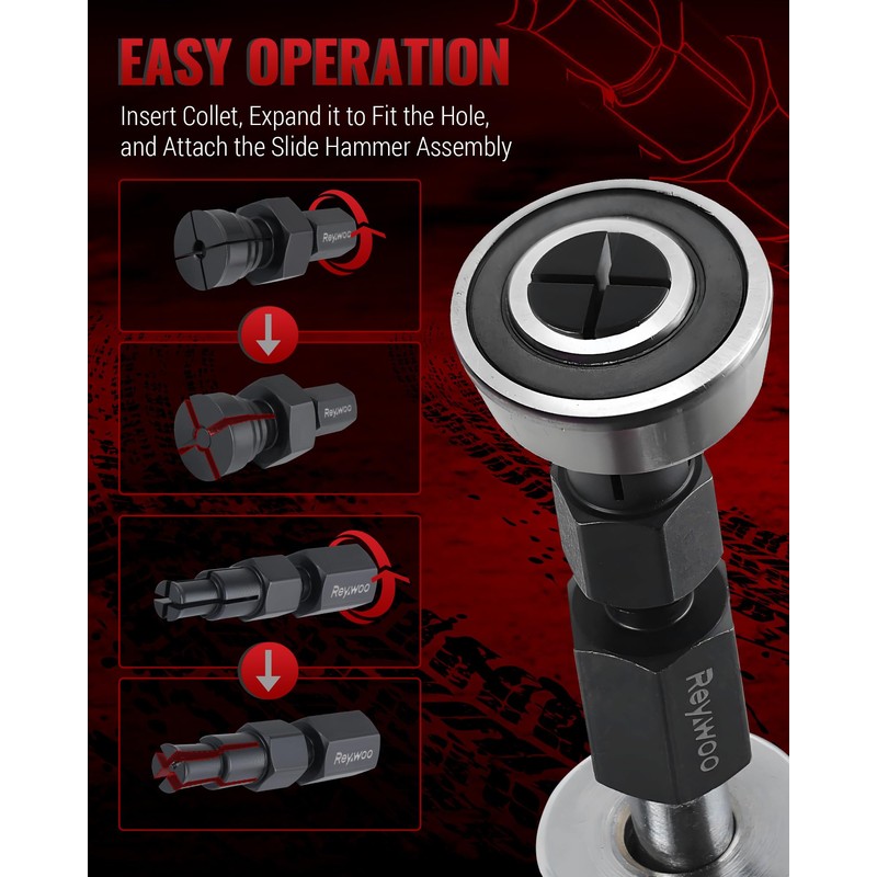 Reywoo Blind Hole Collet Bearing Puller Set, Slide Hammer Bearing