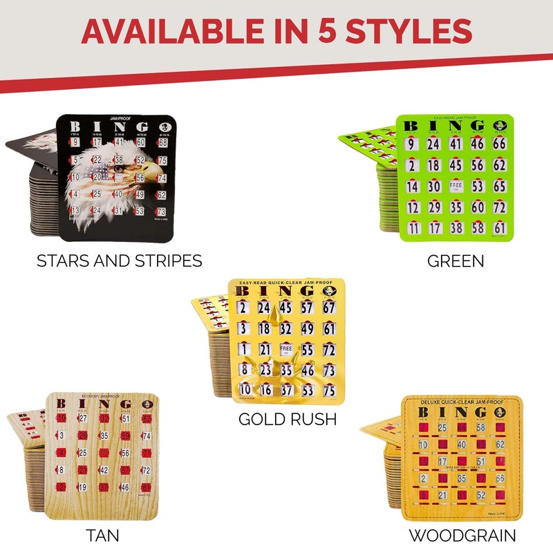 MR CHIPS Jam-Proof Quick-Clear Deluxe Fingertip Slide Bingo Cards with