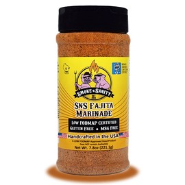 Smoke n Sanity SnS Fajita Marinade - Monash Certified Low FODMAP - Gluten Free - Certified Kosher - Dairy Free - Low FODMAP Food - Vegetarian (7.8 oz Shaker)