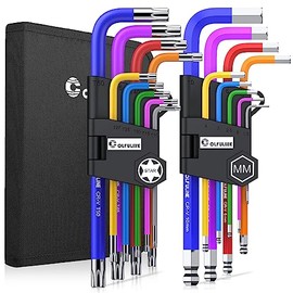 COLFULINE 18PCS Allen Key Set & Star Key Set, Metric Long Allen Keys, Alan Keys Sets with Colour Coding, Hex Key Set- Sizes 1.5mm-10mm & T10-T50 for Furniture Assembly, Bicycle Repair, Household DIY