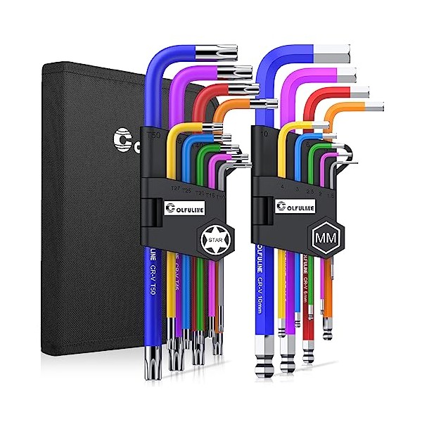 COLFULINE 18PCS Allen Key Set & Star Key Set, Metric