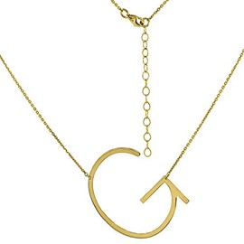 1 1/2 inch Gold Plated Sterling Silver Sideways Initial G Necklace For Women Block Letter 18-20 inch